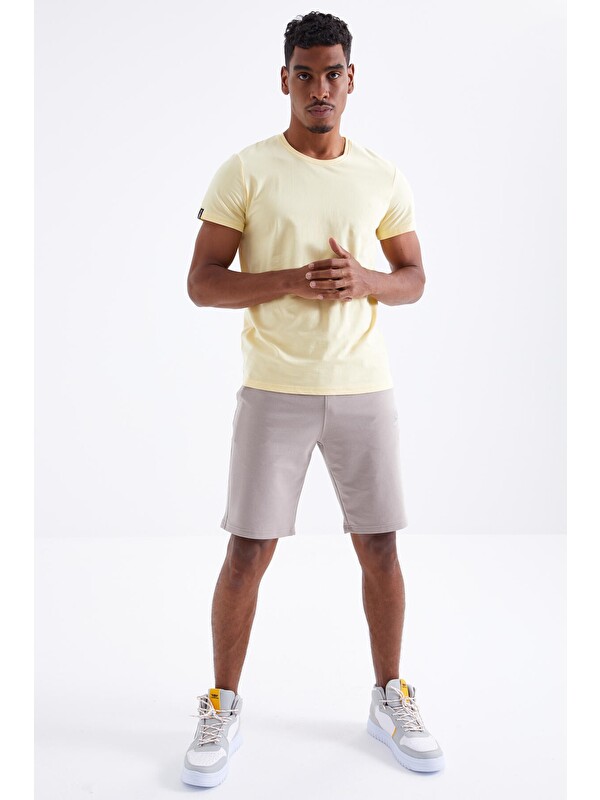 Tommylife Koyu Bej Bağcıklı Standart Kalıp Basic Erkek Şort - 81212