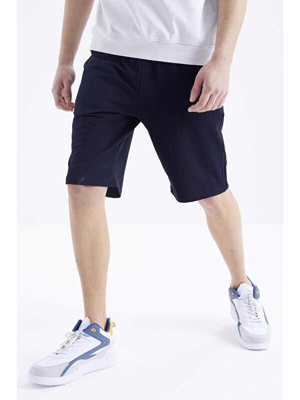 Tommylife Lacivert Bağcıklı Standart Kalıp Basic Erkek Şort - 81212