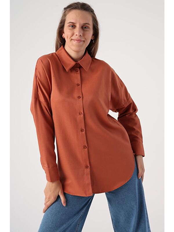 ALLDAY Soft Kiremit Oversize Basic Gömlek