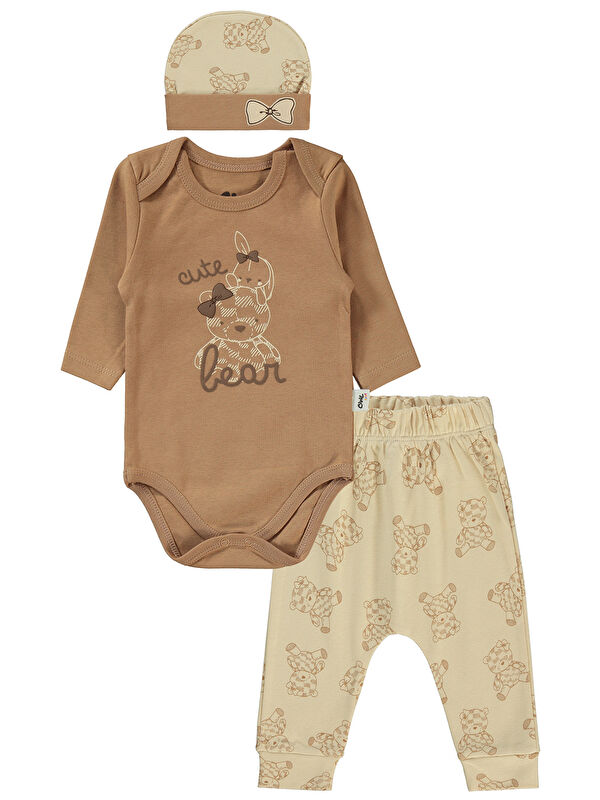 Civil Baby Kız Bebek 3'lü Takım 6-18 Ay Kahve
