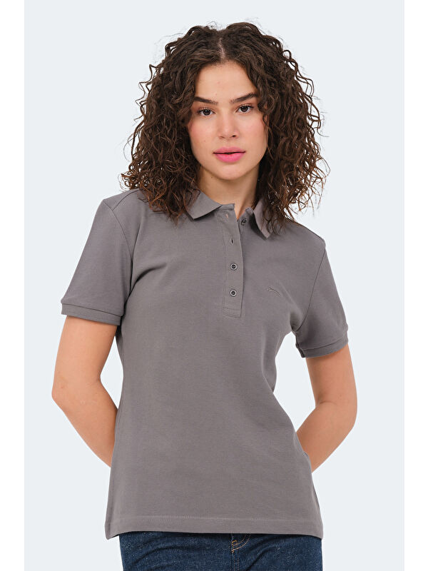 SLAZENGER VERA I Kadın Polo Yaka Koyu Gri Tişört