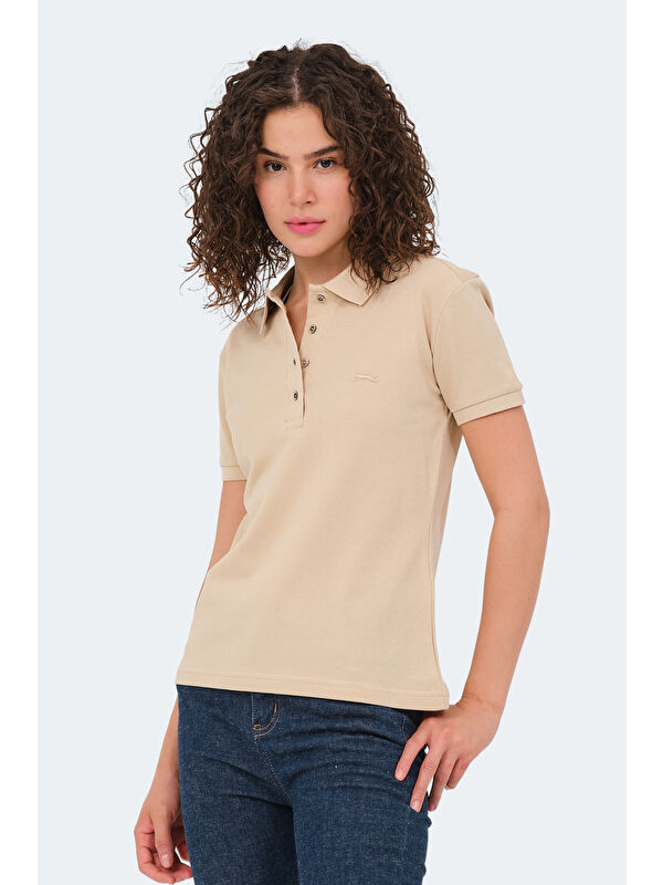 SLAZENGER VERA I Kadın Polo Yaka Bej Tişört