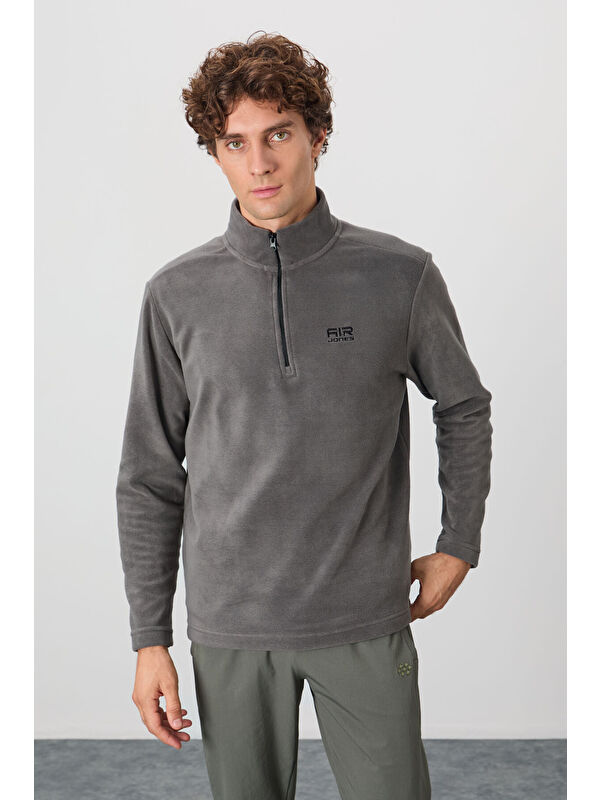 Air Jones River Koyu Gri Dik Yaka Erkek Polar Sweatshirt - 88310