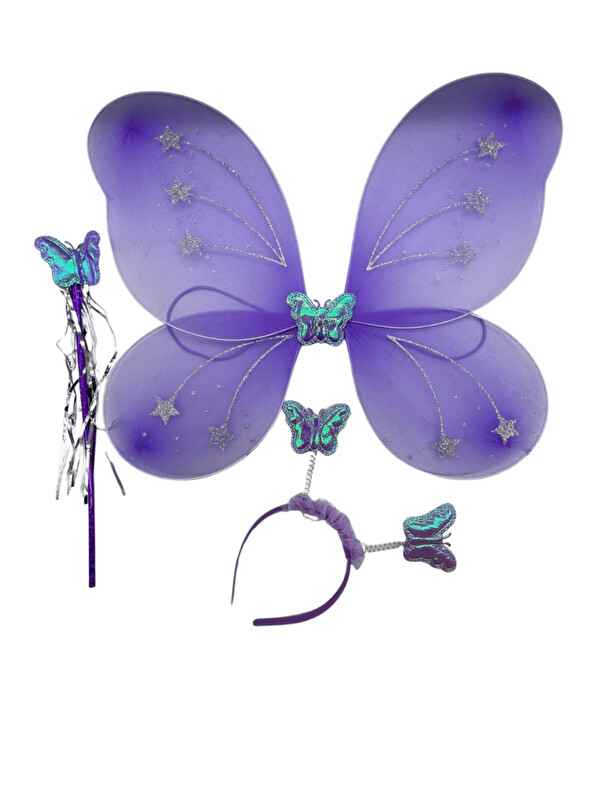 Le Mabelle Lila  Kelebek Kanat Asa Taç 3'lü Set