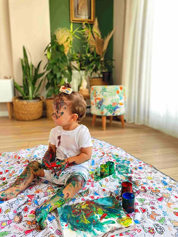 Yorni 145x210cm, Family, Su Geçirmez, Yer/Masa Örtüsü, Aktivite, Yemek ve Oyun için Çok Amaçlı Örtü