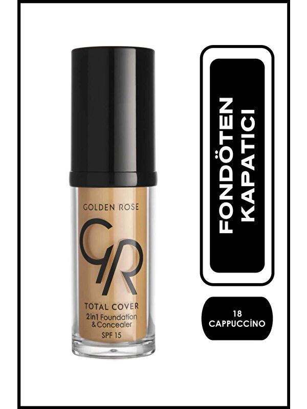 GOLDEN ROSE Total Cover 2in1 Foundation 18 Cappuccino Fondöten & Kapatıcı 30 ml