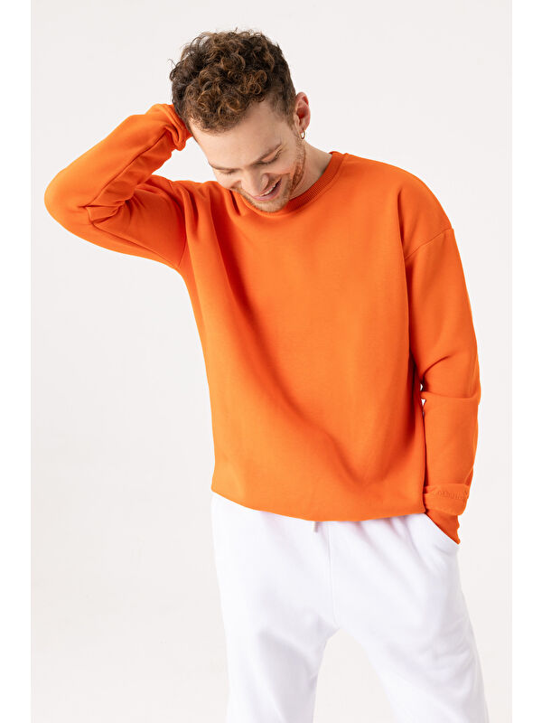 gothamVibes Erkek Vibe Oversize Alev Turuncu Sweatshirt