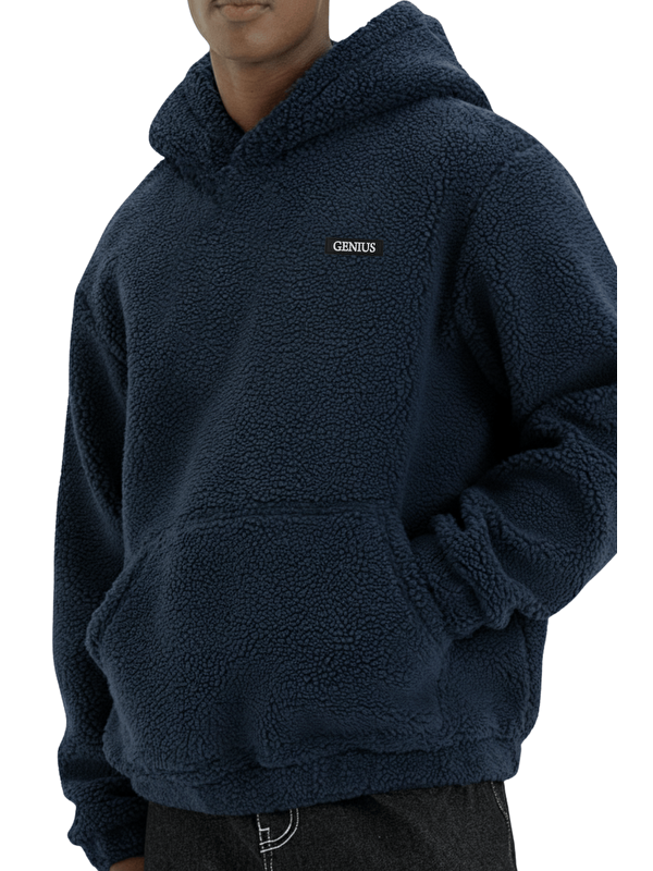 Genius Store Erkek Polar Sherpa Kuzu Kumaş İçi Şardonlu Kapüşonlu Sweatshirt SHERPA-KAP
