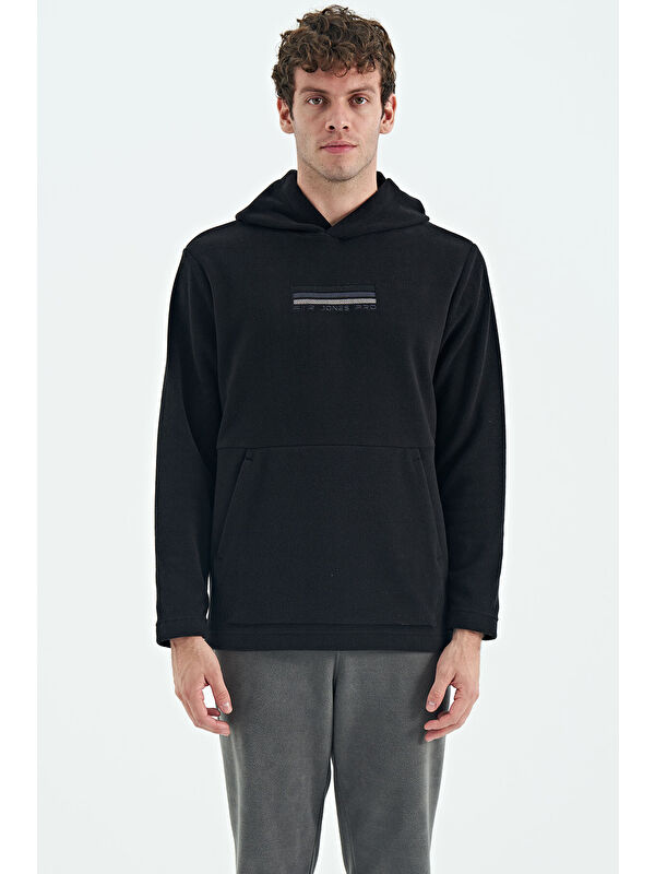 Air Jones Hern Siyah  Polar Erkek Kapüşonlu Sweatshirt Hoodie - 88301