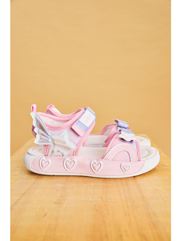 Label Hafif Kız Okul Öncesi Pudra Sandalet - Görsel 3