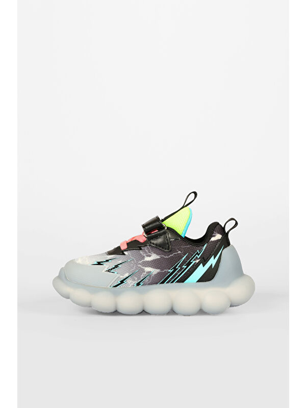 Flash Işıklı Erkek Okul Öncesi Siyah Spor Ayakkabı - Görsel 4