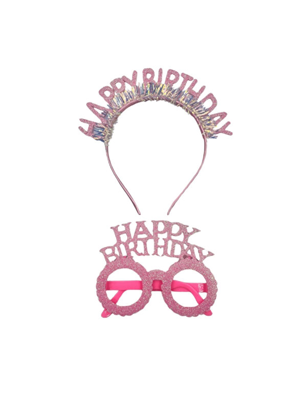 Le Mabelle Pembe Happy Birthday Yazılı Taç Ve Parti Gözlüğü