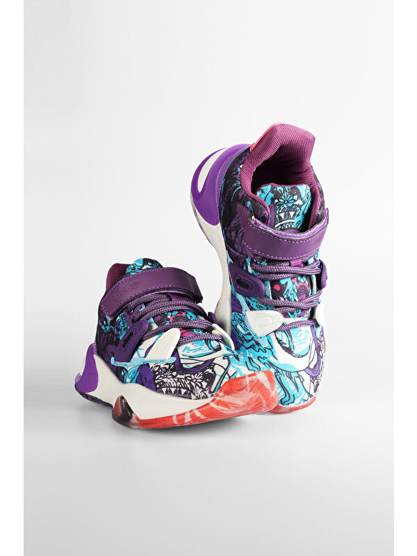 Universe Baskılı Kız Çocuk Mor Sneaker - Görsel 2