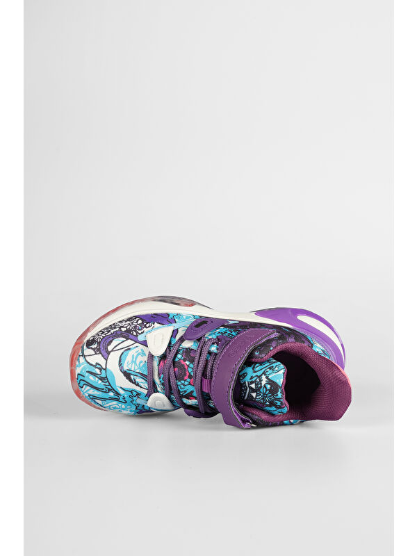 Universe Baskılı Kız Çocuk Mor Sneaker - Görsel 6