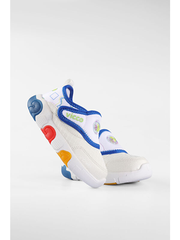 Sort Işıklı Erkek Okul Öncesi Beyaz/Saks Mavi Spor Ayakkabı - Görsel 4