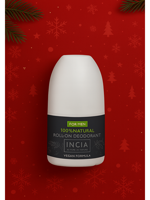 INCIA %100 Doğal Roll On Deodorant Erkekler İçin Ter Kokusu Önleyici Lekesiz 50 ml