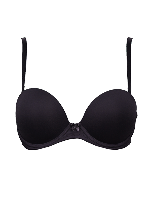 C&City Dekolte Double Push-Up Straplez Sütyen C17040 Siyah