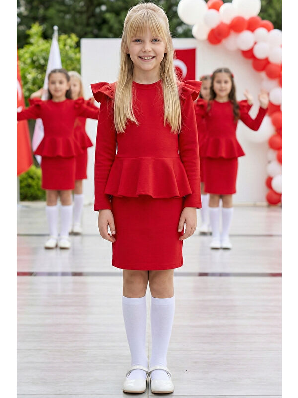 Parla Kids Kız Çocuk Volan Etekli Fırfır Detaylı Elbise