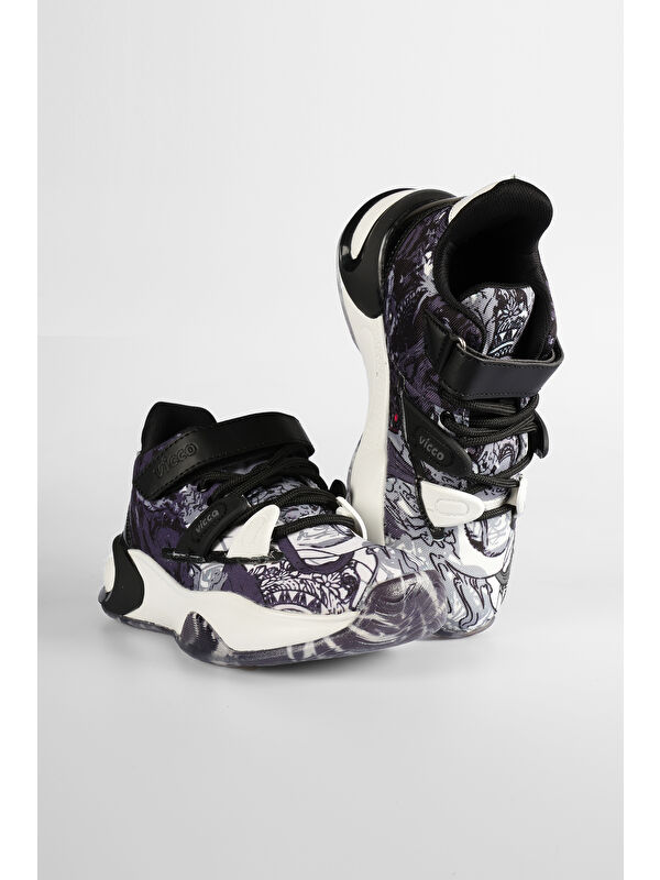 Universe Baskılı Erkek Çocuk Siyah Sneaker - Görsel 2