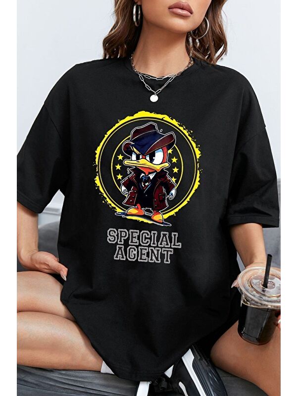 uyguntarz Unisex Special Agent Baskılı Oversize Tshirt