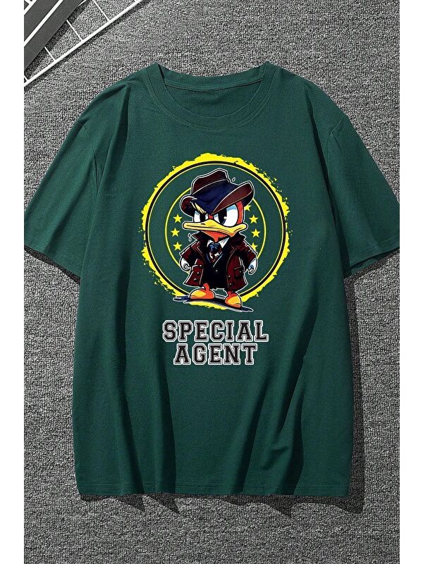 uyguntarz Unisex Special Agent Baskılı Oversize Tshirt