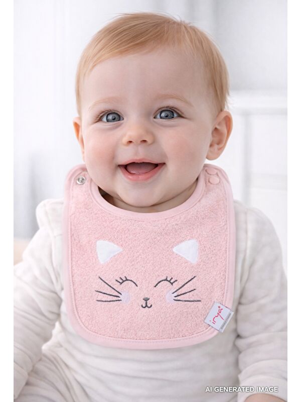 İrya Kitty %100 Pamuk Bebek Önlüğü Pembe