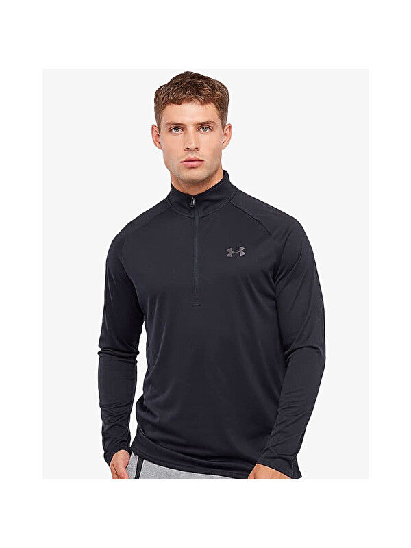 Under Armour Tech 2.0 1/2 Zip Erkek Siyah Uzun Kollu Tişört