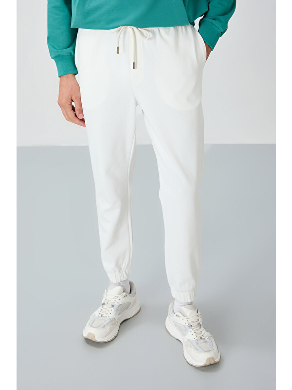 Air Jones Ekru Yüzeyi Dokulu Standart Fit Erkek Eşofman Alt - 82156