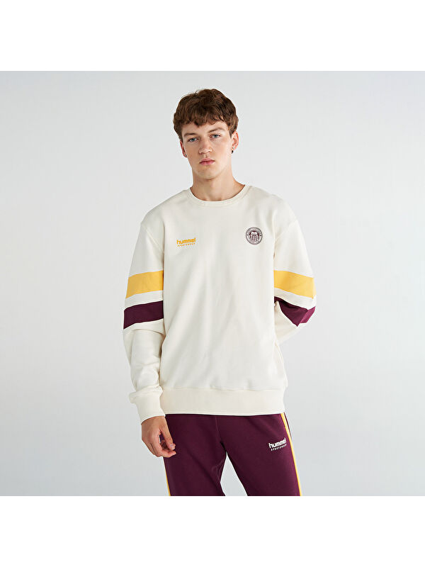 Hummel Seal Erkek Ekru Bisiklet Yaka Sweatshirt