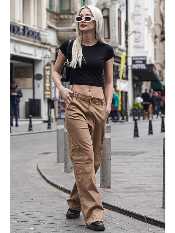 Madmext Camel Straight Fit Kargo Pantolon Mg1601