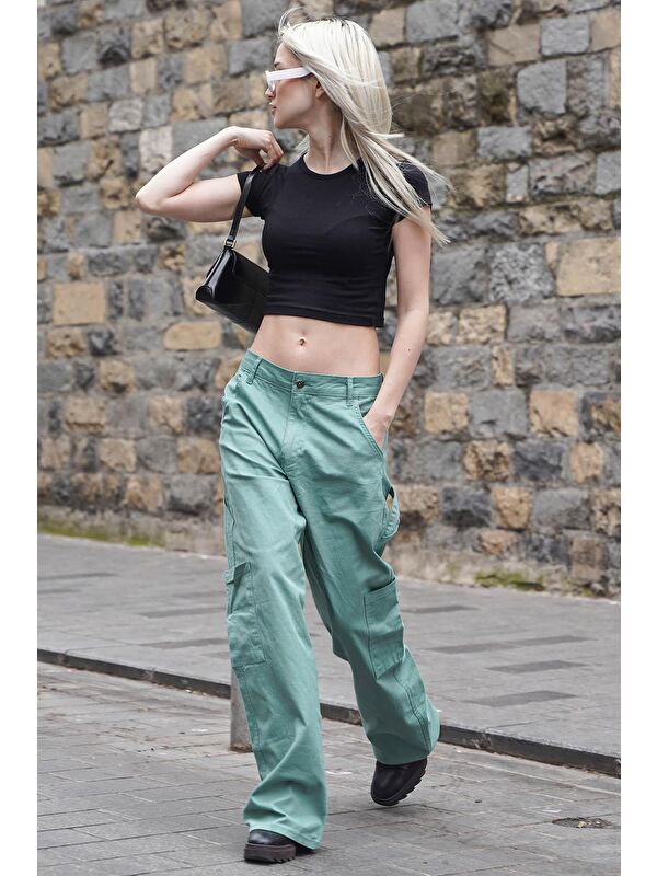 Madmext Mint Yeşili Straight Fit Kargo Pantolon Mg1601