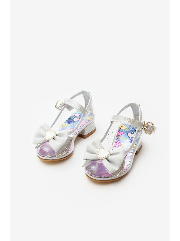 Gümüş Fiyonklu Şeffaf Kız Çocuk Ayakkabı - Görsel 2