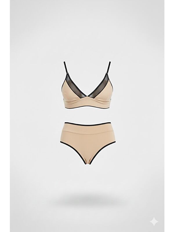 C&City Şortlu Kadife Bralet Takım 9073 Açık Bej