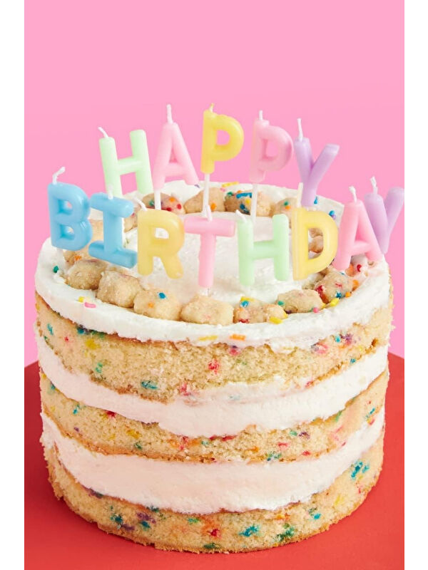 Le Mabelle Çok Renkli Makaron Happy Birthday Harf Mum Set