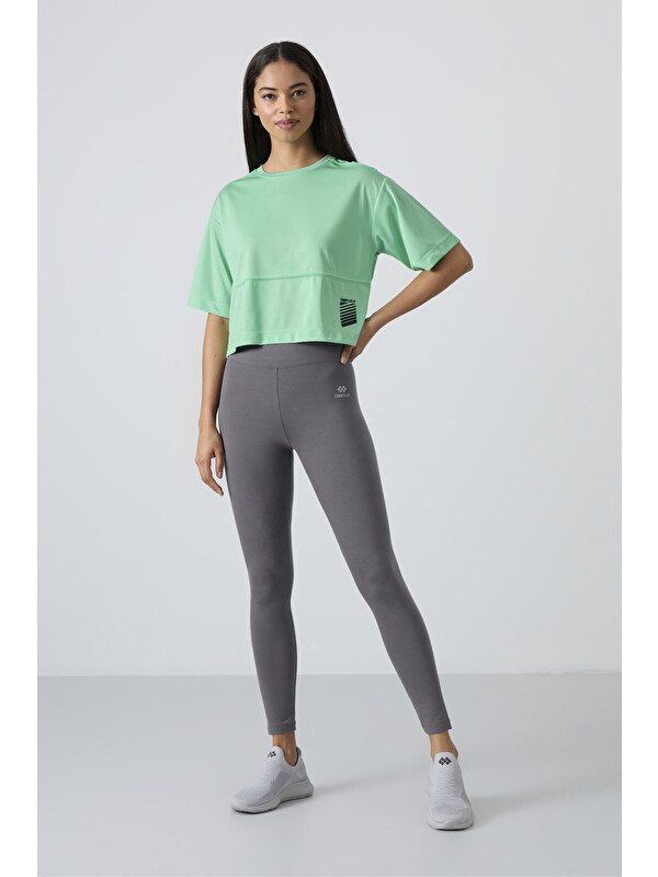 Tommylife Koyu Gri Yüksek Bel Toparlayıcı Slim Fit Dar Paça Kadın Tayt - 94011