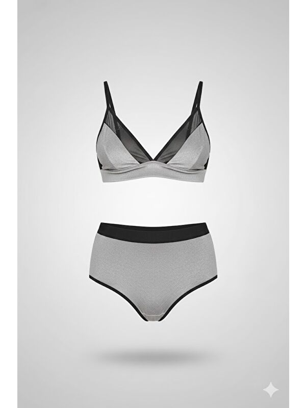 C&City Şortlu Kadife Bralet Takım 9073 Gri