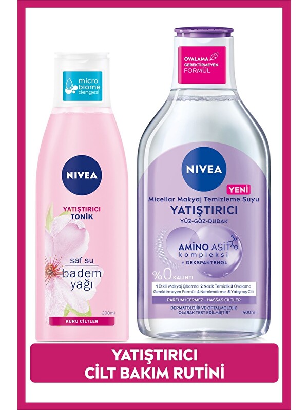 NIVEA Yatıştırıcı Micellar Makyaj Temizleme Suyu 400ml Ve Aqua Rose Nemlendirici Tonik 200ml, Hassas Cilt