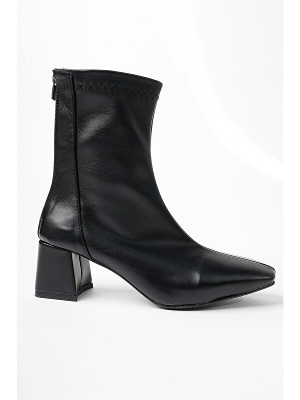 SASHA Küt Burun Arkadan Fermuarlı Kadın Topuklu Bot - Görsel 2