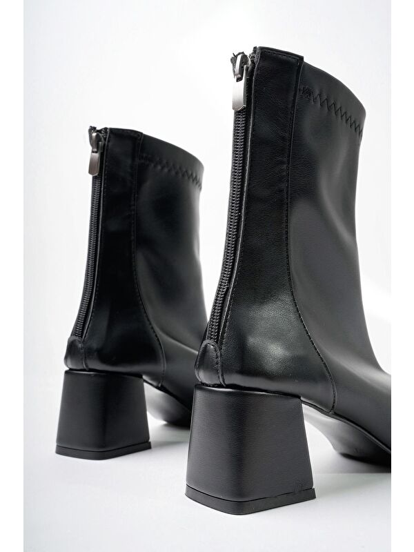 SASHA Küt Burun Arkadan Fermuarlı Kadın Topuklu Bot - Görsel 4