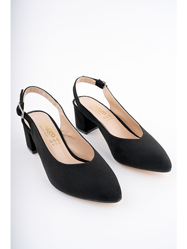 W0711 Kadın Arkası Açık Klasik Günlük Tarz Şık ve Rahat Topuklu Ayakkabı - Görsel 4