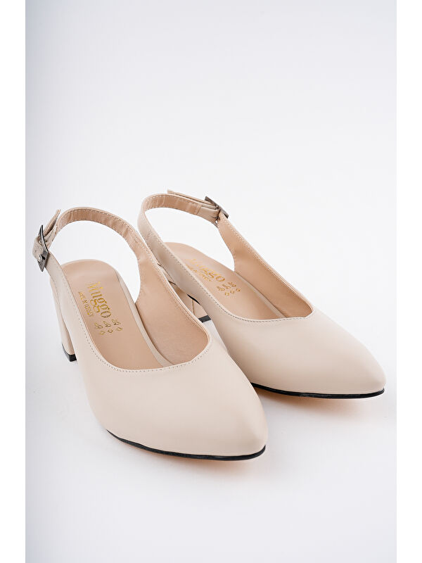 W0711 Kadın Arkası Açık Klasik Günlük Tarz Şık ve Rahat Topuklu Ayakkabı - Görsel 6