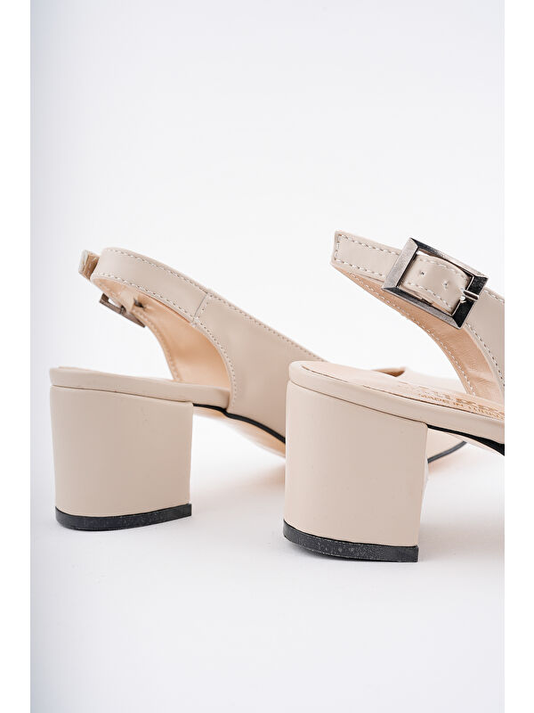 W0711 Kadın Arkası Açık Klasik Günlük Tarz Şık ve Rahat Topuklu Ayakkabı - Görsel 9