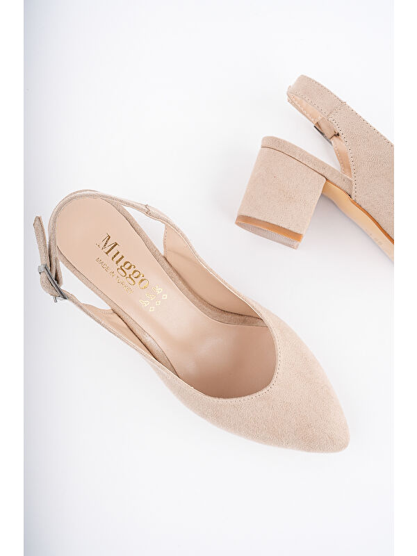 W0711 Kadın Arkası Açık Klasik Günlük Tarz Şık ve Rahat Topuklu Ayakkabı - Görsel 8