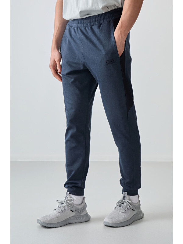 Air Jones İndigo Yüzeyi Dokulu Standart Fit Nakışlı  Eşofman Alt - 82126