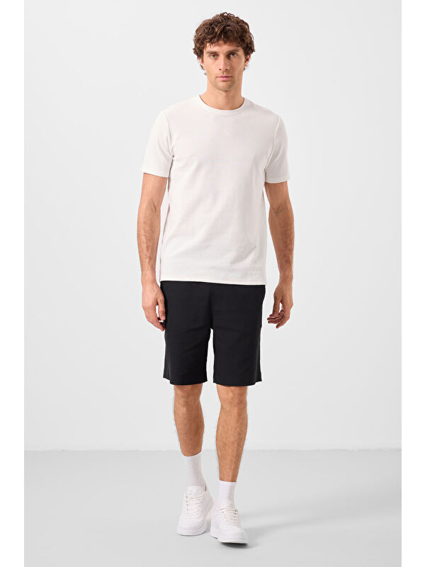 Tommylife Siyah Standart Fit Dokuma Hafif Esnek Chino Erkek Şort - 81289