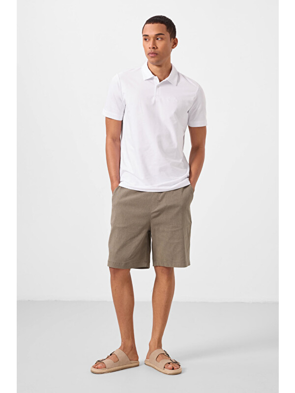Tommylife Camel Standart Fit Dokuma Hafif Esnek Chino Erkek Şort - 81291