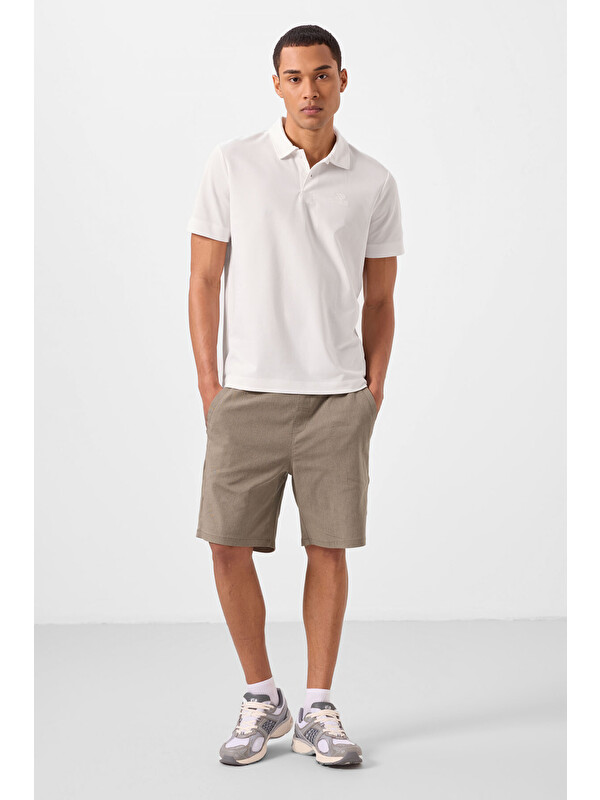 Tommylife Camel Standart Fit Dokuma Hafif Esnek Chino Erkek Şort - 81292