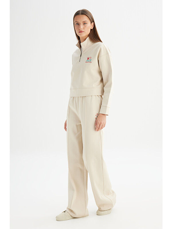 Wrangler Loose Fit Geniş Paça Bej Pamuklu Esnek Sweatpant