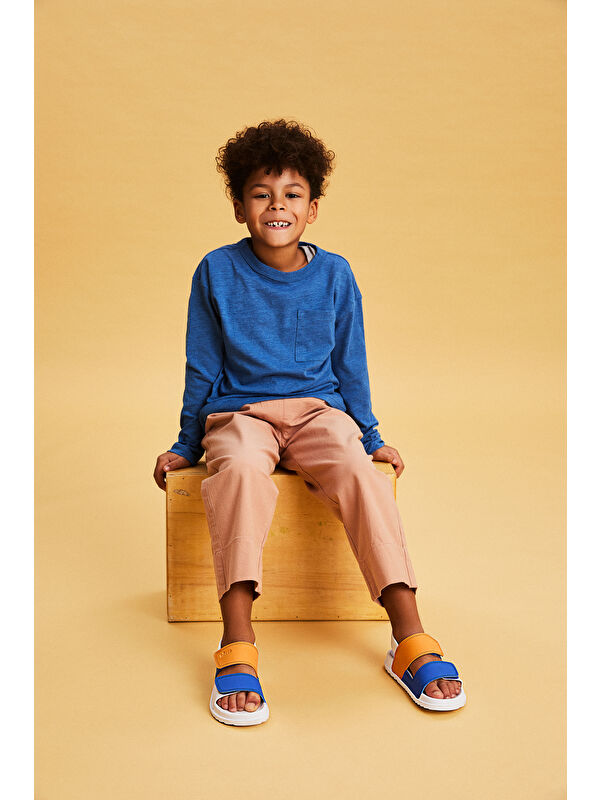 Krixi Hafif Erkek Okul Öncesi Beyaz/Saks Mavi Sandalet - Görsel 2