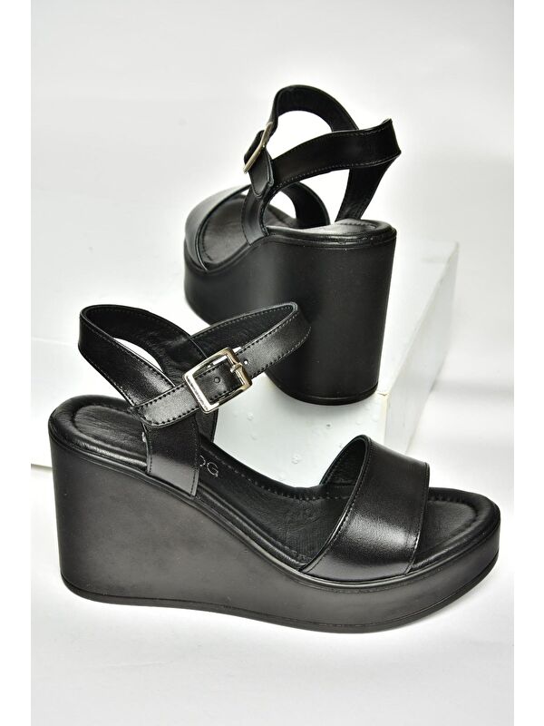 U5552502 Siyah Kadın Dolgu Topuklu Ayakkabı - Görsel 3